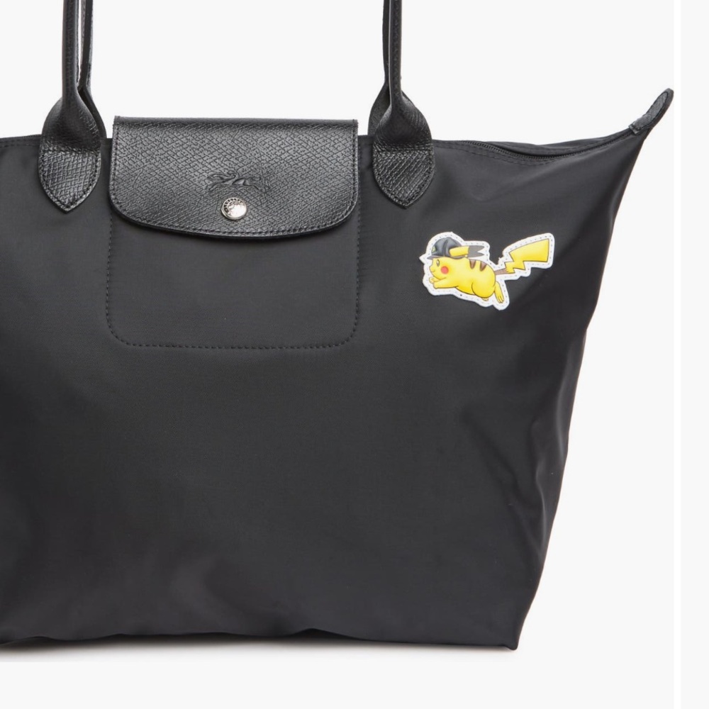 Longchamp Pokemon Pikachu Le Pliage Large Shoulder Tote black nwot - Picture 3 of 7